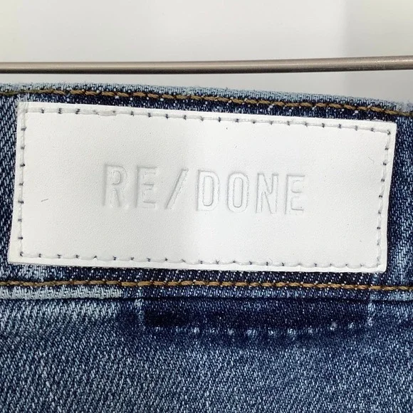 NEW! RE/DONE Size 25 70s Straight Mid 70s Wash Blue Denim Jeans $395 msrp I7-8